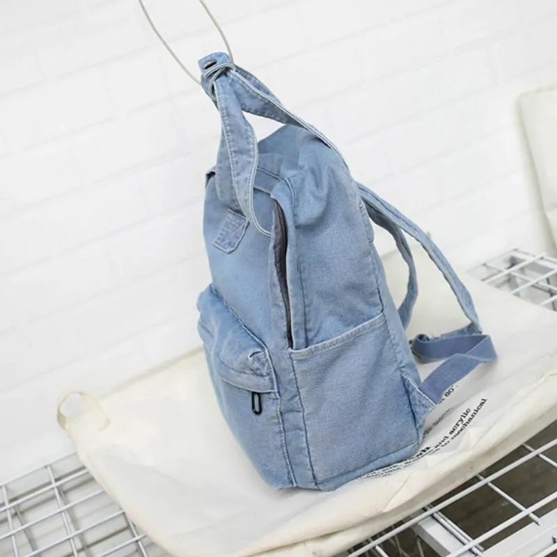 Blue Denim Canvas Casual 20 to 35 Litre Backpack