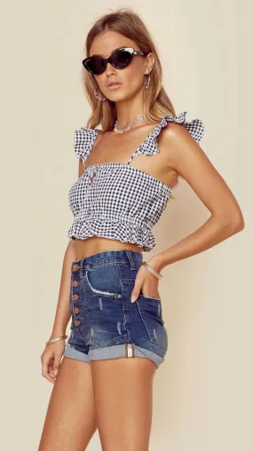 Blue Life Ruffled Up Crop Top