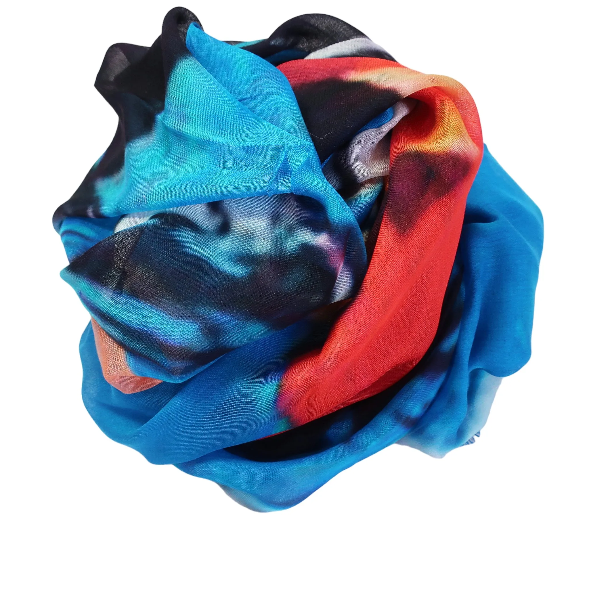 Blue Pacific Vintage Locale Bike Ride in Paris Micromodal Scarf in Cobalt Blue