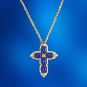 Blue Sapphire Cross on Chain