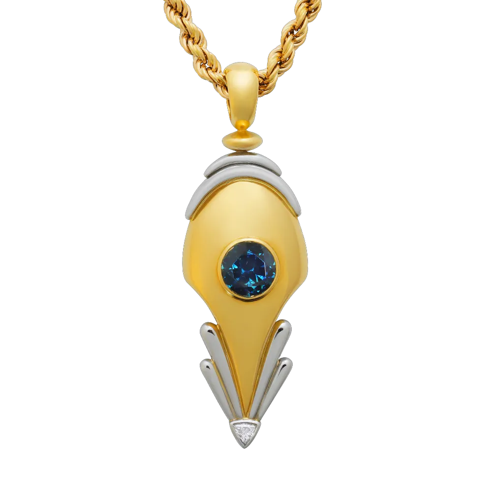 Blue Sapphire, Diamond, 18K Gold & Platinum Necklace