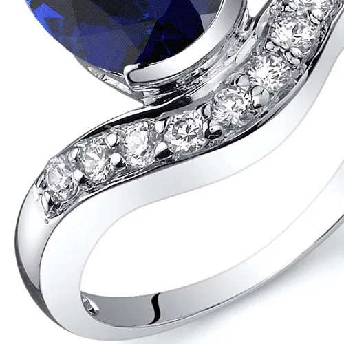 Blue Sapphire Oval Cut Sterling Silver Ring Size 5