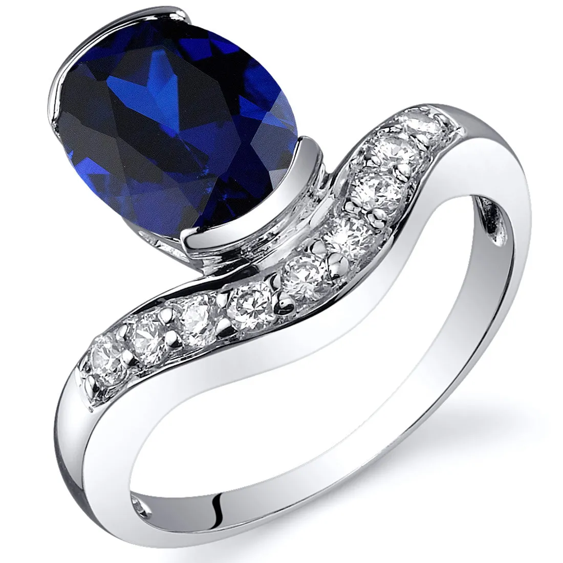 Blue Sapphire Oval Cut Sterling Silver Ring Size 5