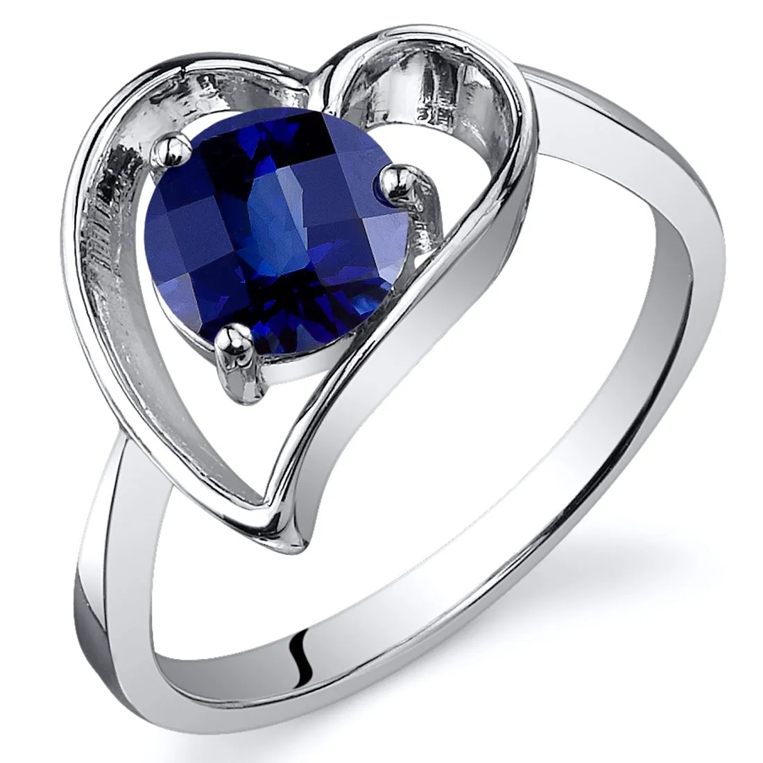 Blue Sapphire Round Cut Sterling Silver Ring Size 6