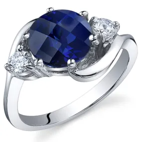 Blue Sapphire Round Cut Sterling Silver Ring Size 7