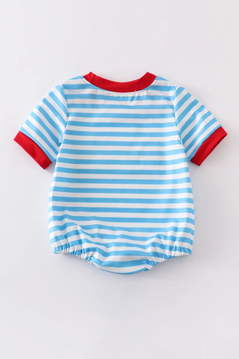 Blue stripe Character embroidery boy bubble