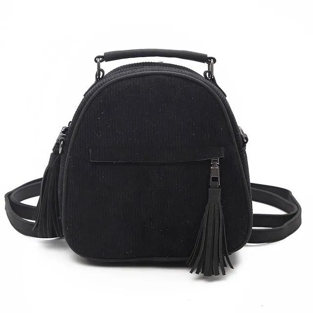 Bohemian Corduroy Small Tassel 20 Litre Backpack