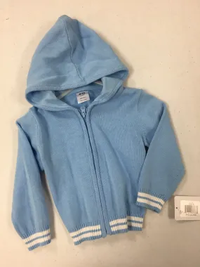 Boys Light Blue Hooded Zip Front Sweater