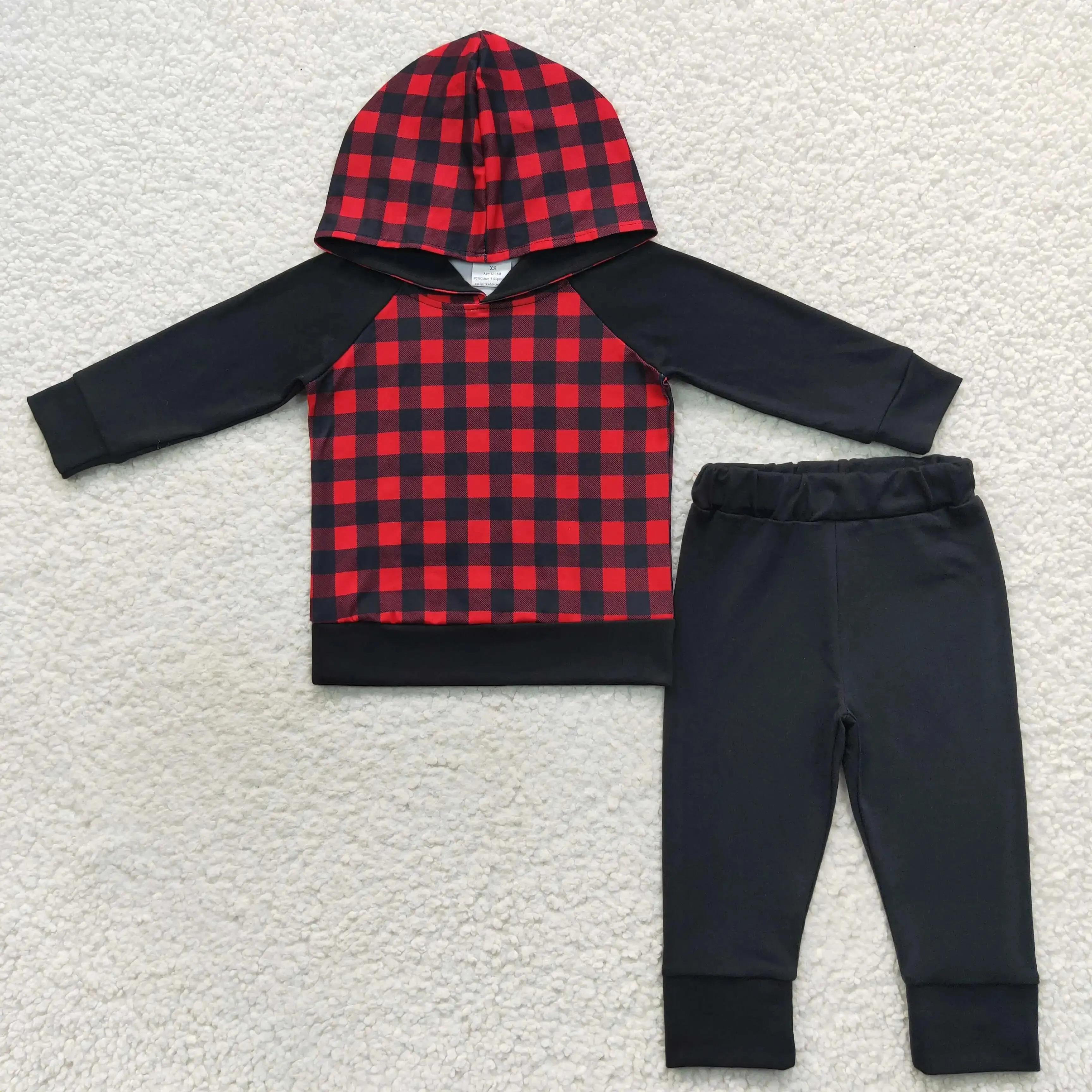 Boys Outfit - Christmas Loungewear - Red & Black Plaid to 14/16