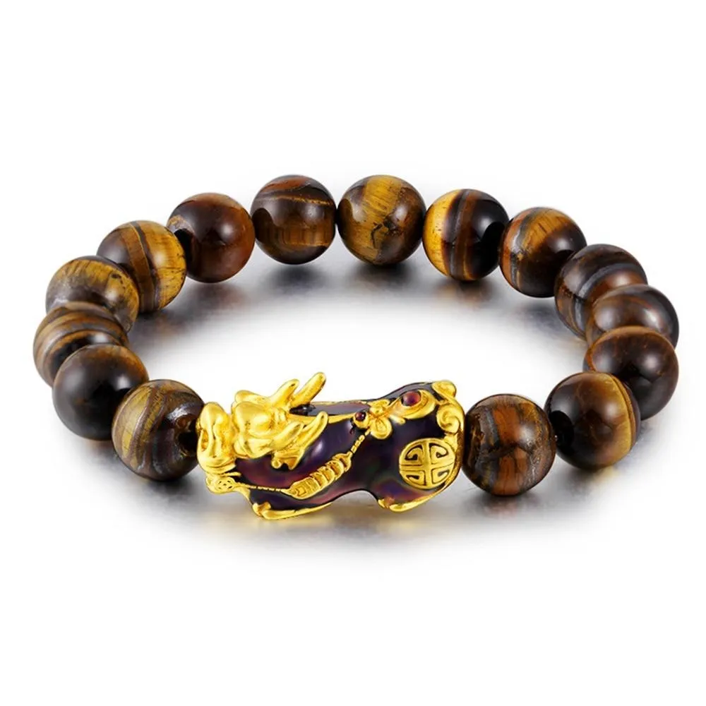 Brave Troops Natural Tiger Eye Beads Handmade Charm Bracelet