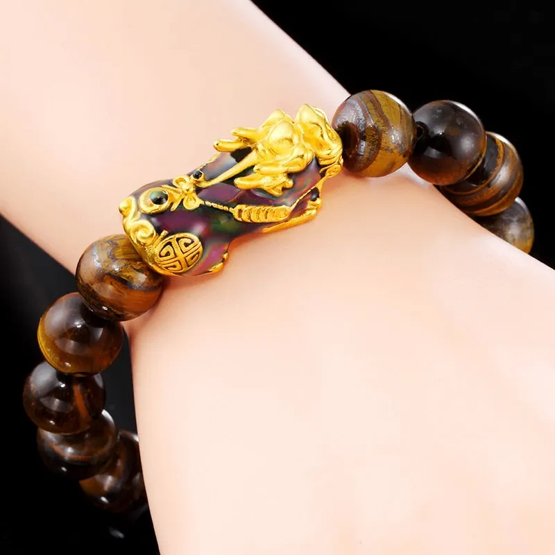 Brave Troops Natural Tiger Eye Beads Handmade Charm Bracelet