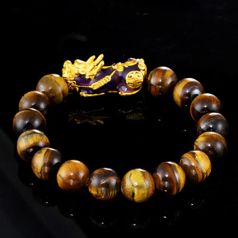 Brave Troops Natural Tiger Eye Beads Handmade Charm Bracelet