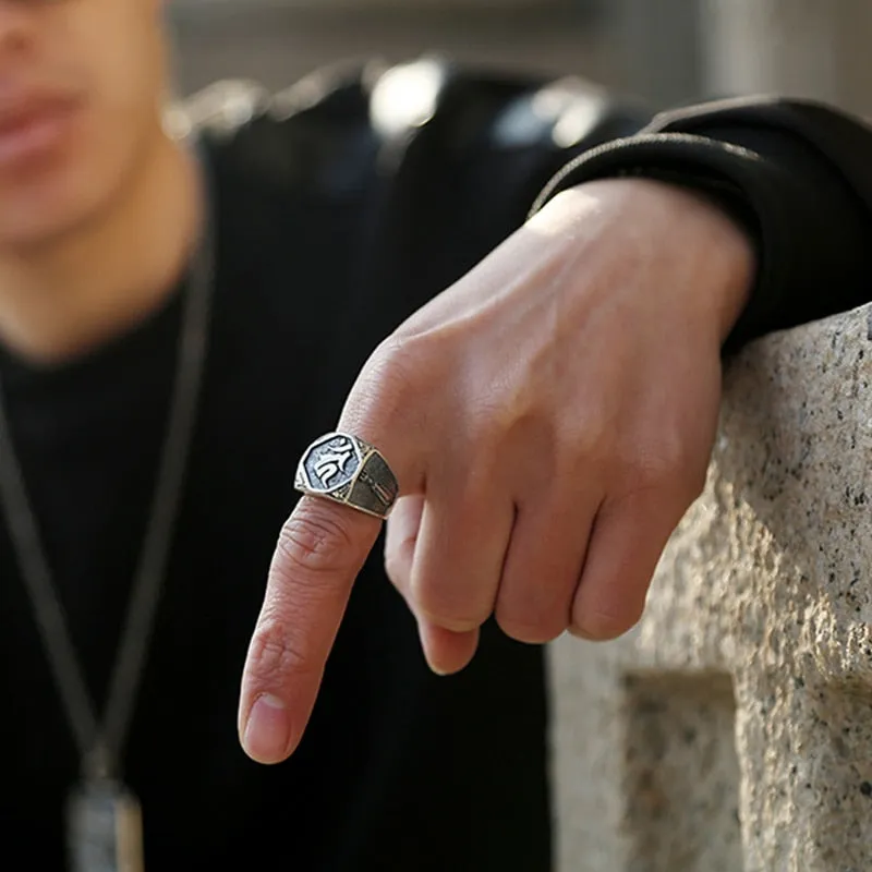 Buddha Signet 925 Sterling Silver Vintage Punk Rock Biker Ring