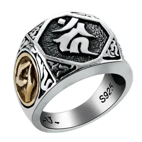 Buddha Signet 925 Sterling Silver Vintage Punk Rock Biker Ring