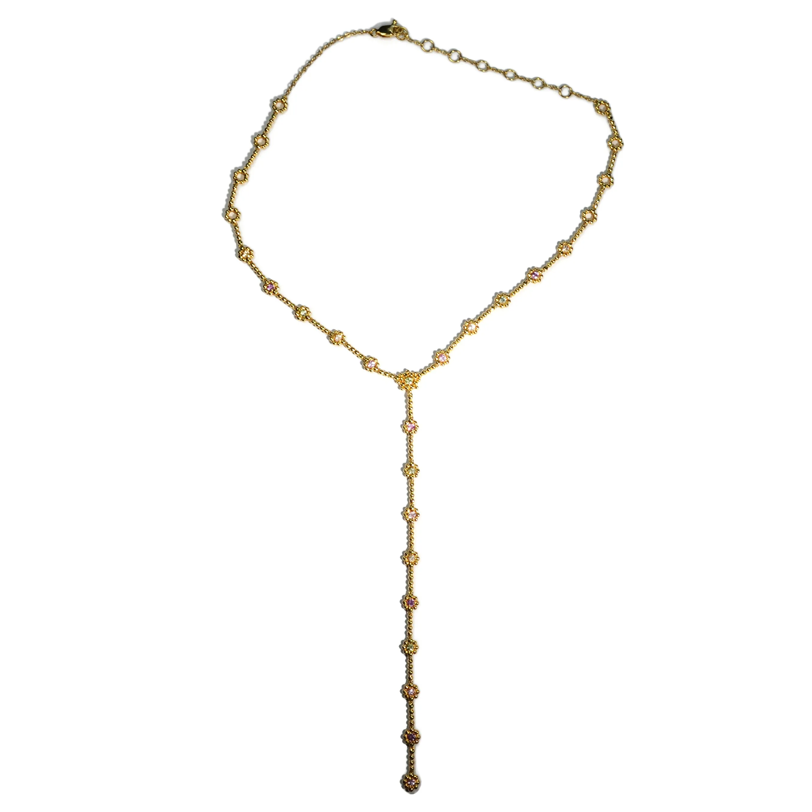 Carla Amorim - Serenata - Lariat Necklace, Multicolor Sapphires, Solid Yellow Gold