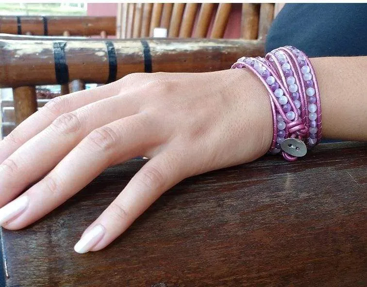 Cats Eyes Mauve Wrap Bracelet