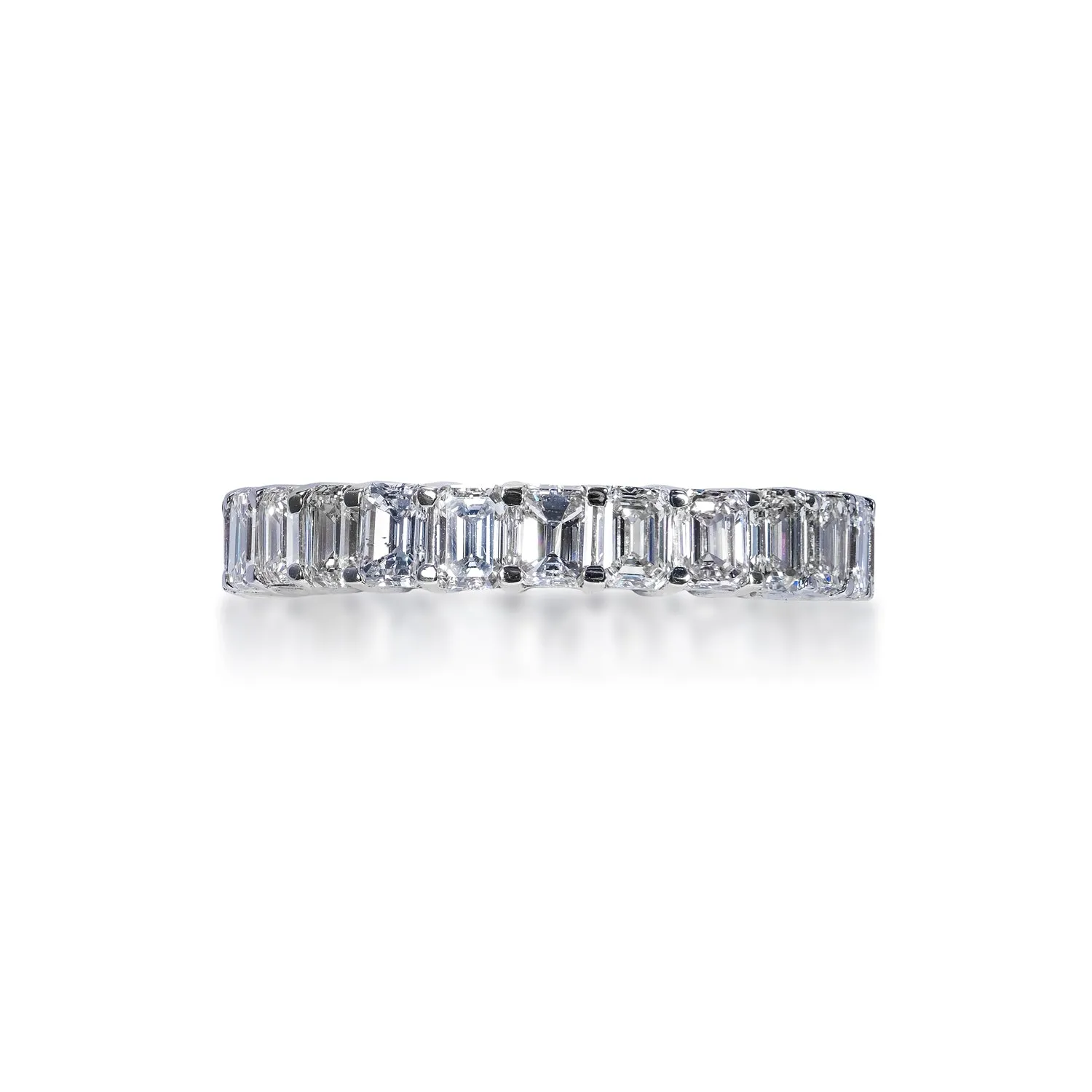 Celine 4 Carats Emerald Diamond Eternity Band in 14k White Gold Shared Prong