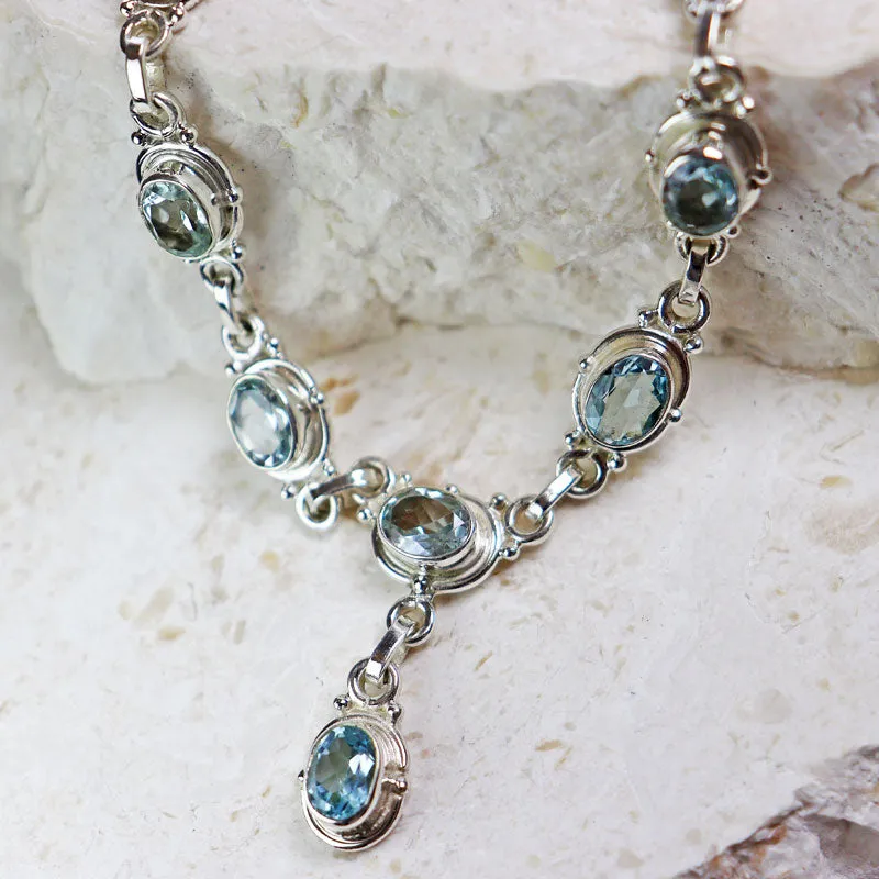 Charvi Blue Topaz Silver Necklace