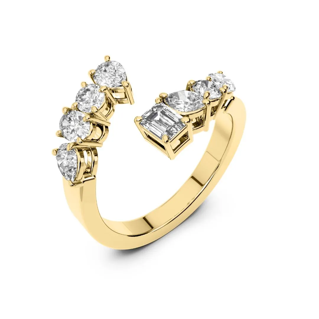 Chorost & Co Private Collection 14K Yellow Gold 1.00ct Diamond Multi Stone Bypass Ring