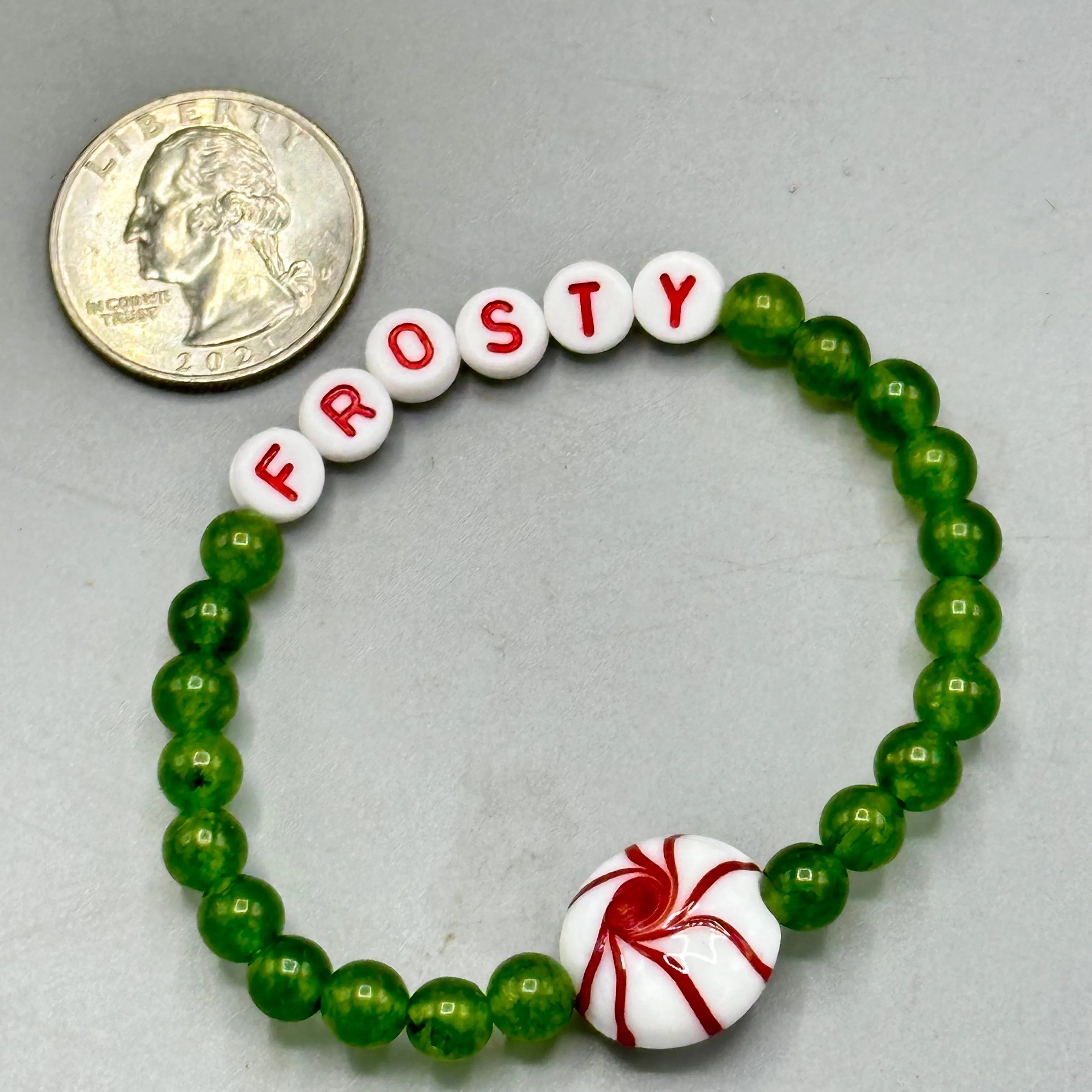 Christmas Frosty Beaded Stretch Bracelet