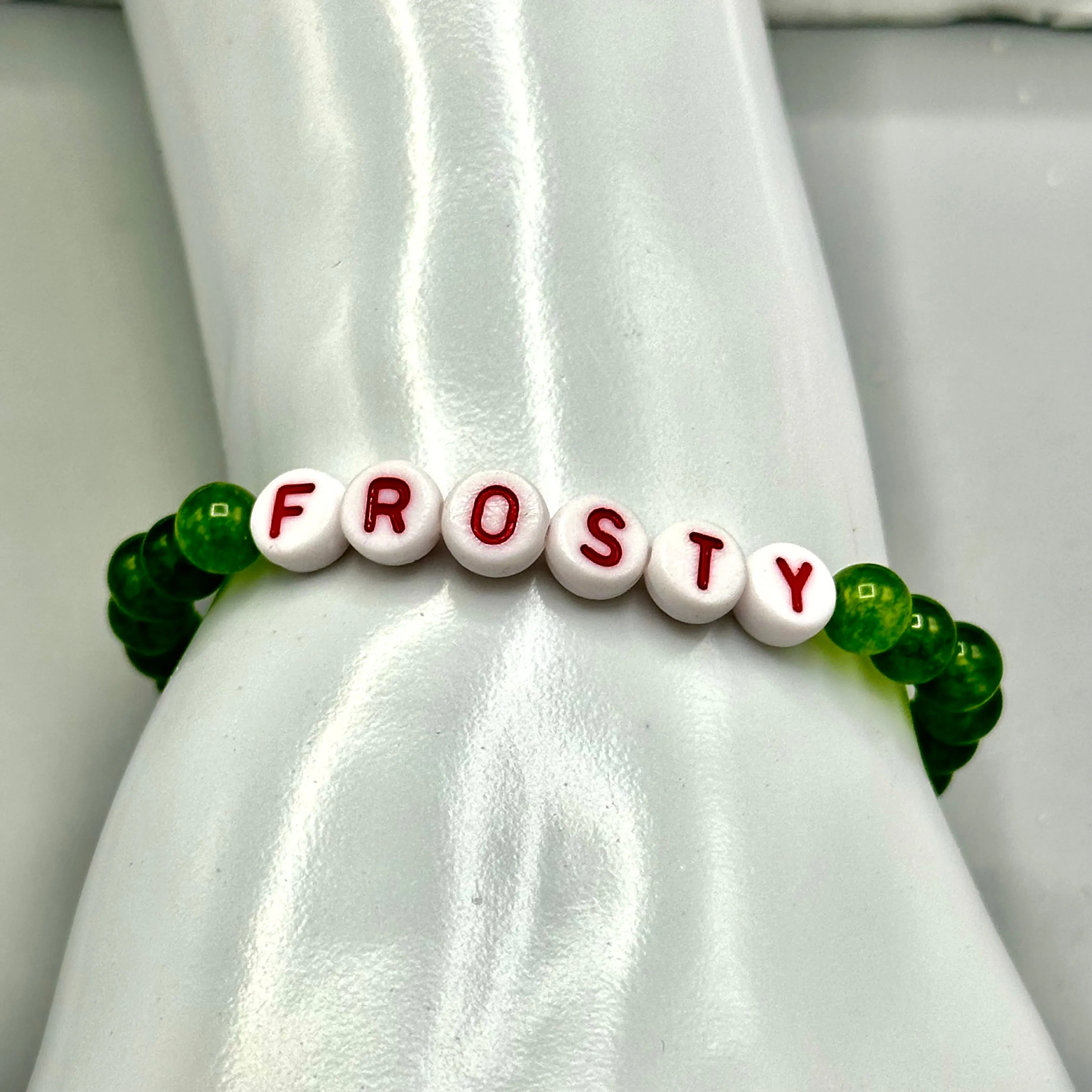 Christmas Frosty Beaded Stretch Bracelet