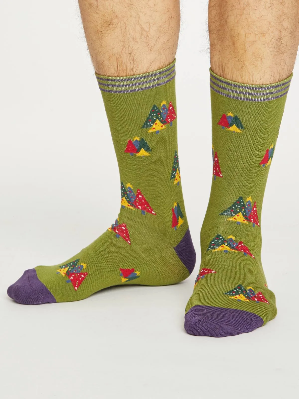 Christmas Tree Socks - Olive