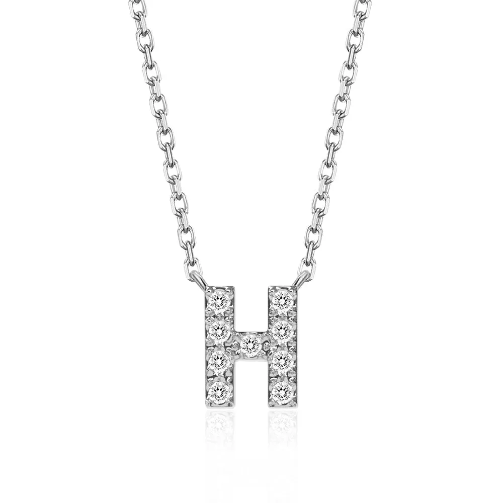 Classic Pavé Initial H Pendant Necklace