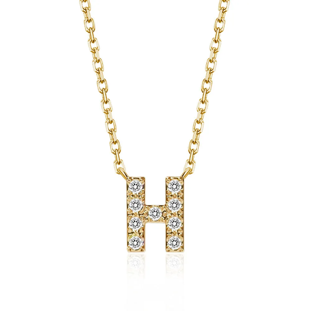 Classic Pavé Initial H Pendant Necklace