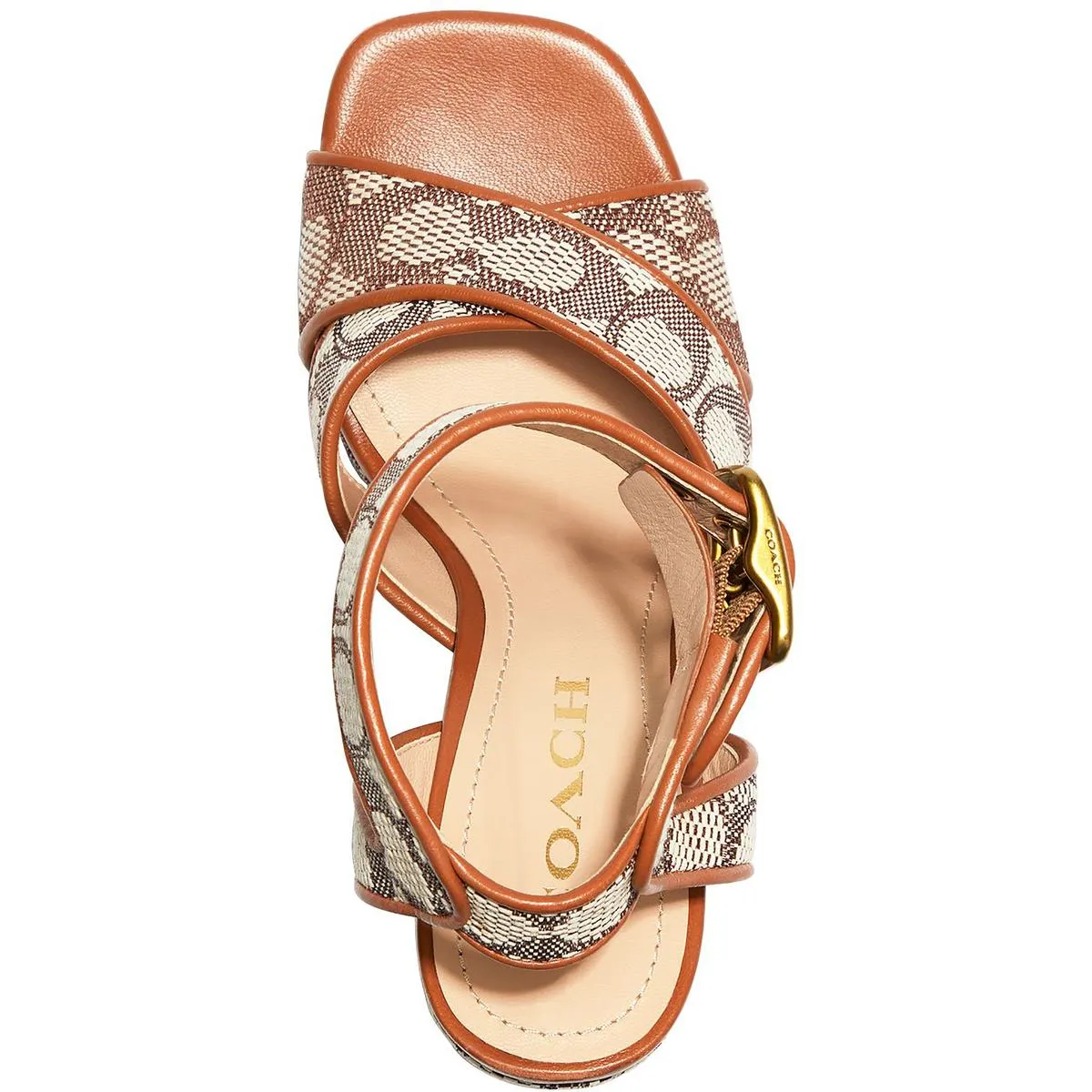 Coach Womens Nelly Raffia Criss-Cross Platform Sandals