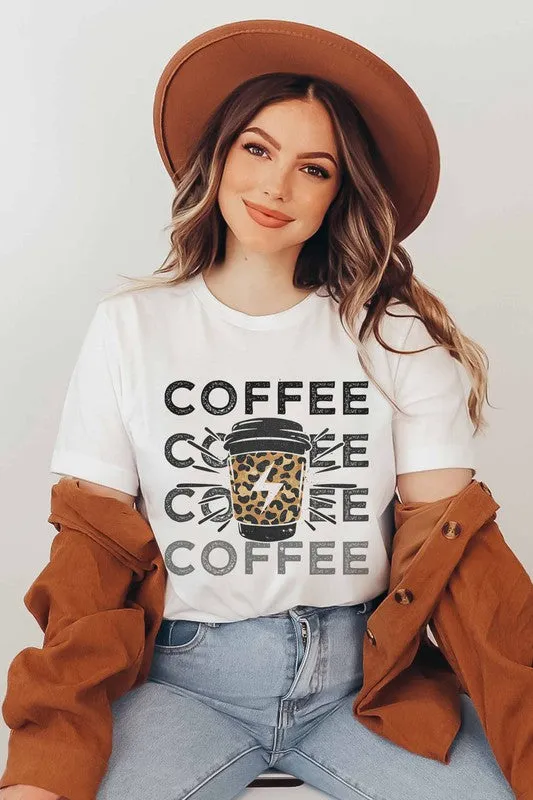 COFFEE LIGHTING LEOPARD GRAPHIC TEE