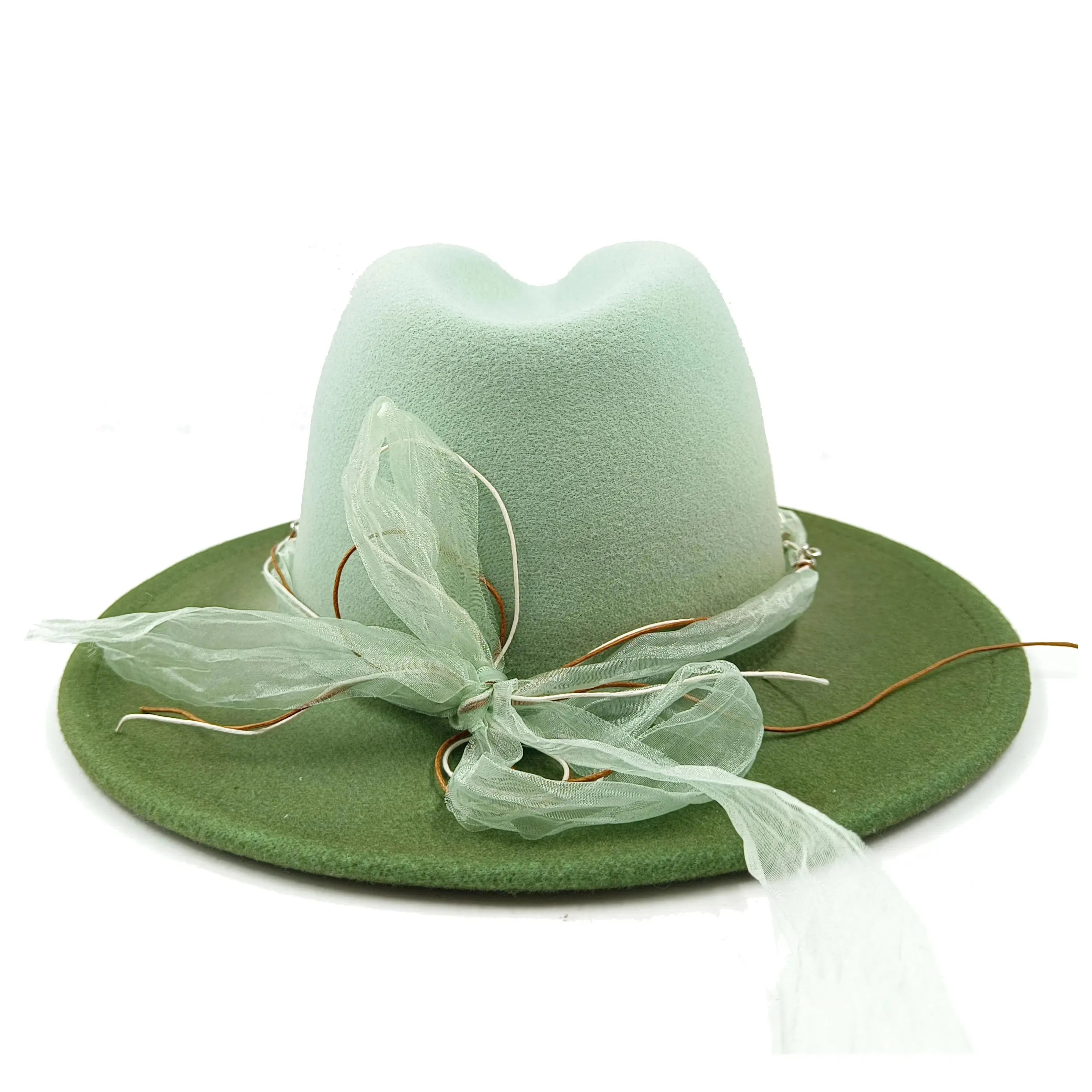 Colorful Brim Fedora Hat with Pearl Hatband