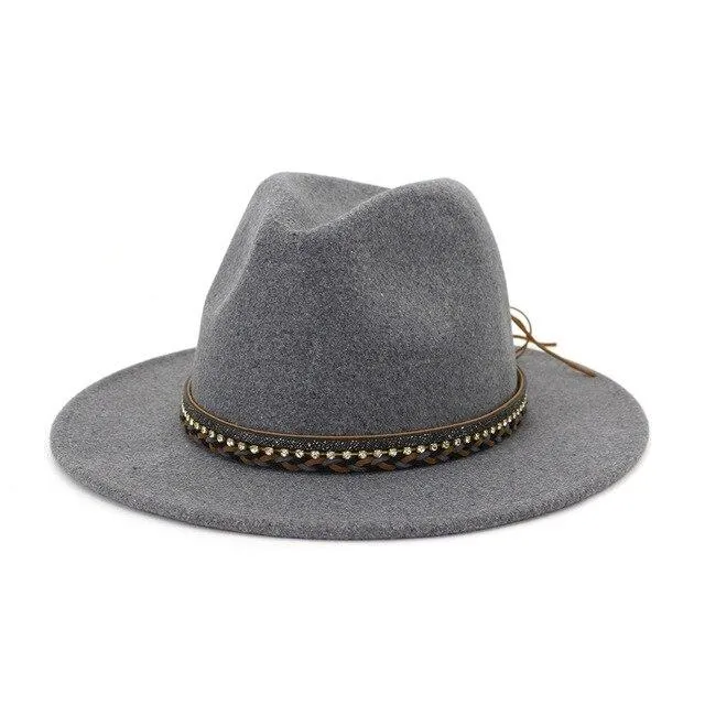 Crushable Wool Felt Panama Hat with Decorative Belt