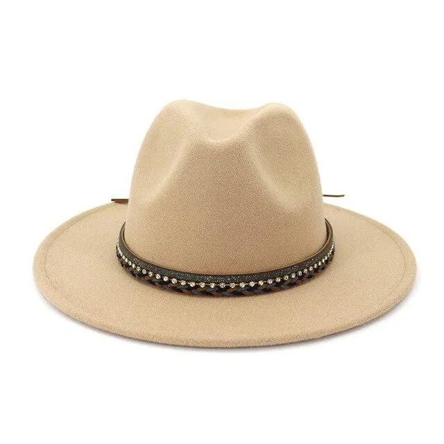 Crushable Wool Felt Panama Hat with Decorative Belt