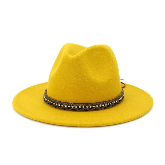 Crushable Wool Felt Panama Hat with Decorative Belt