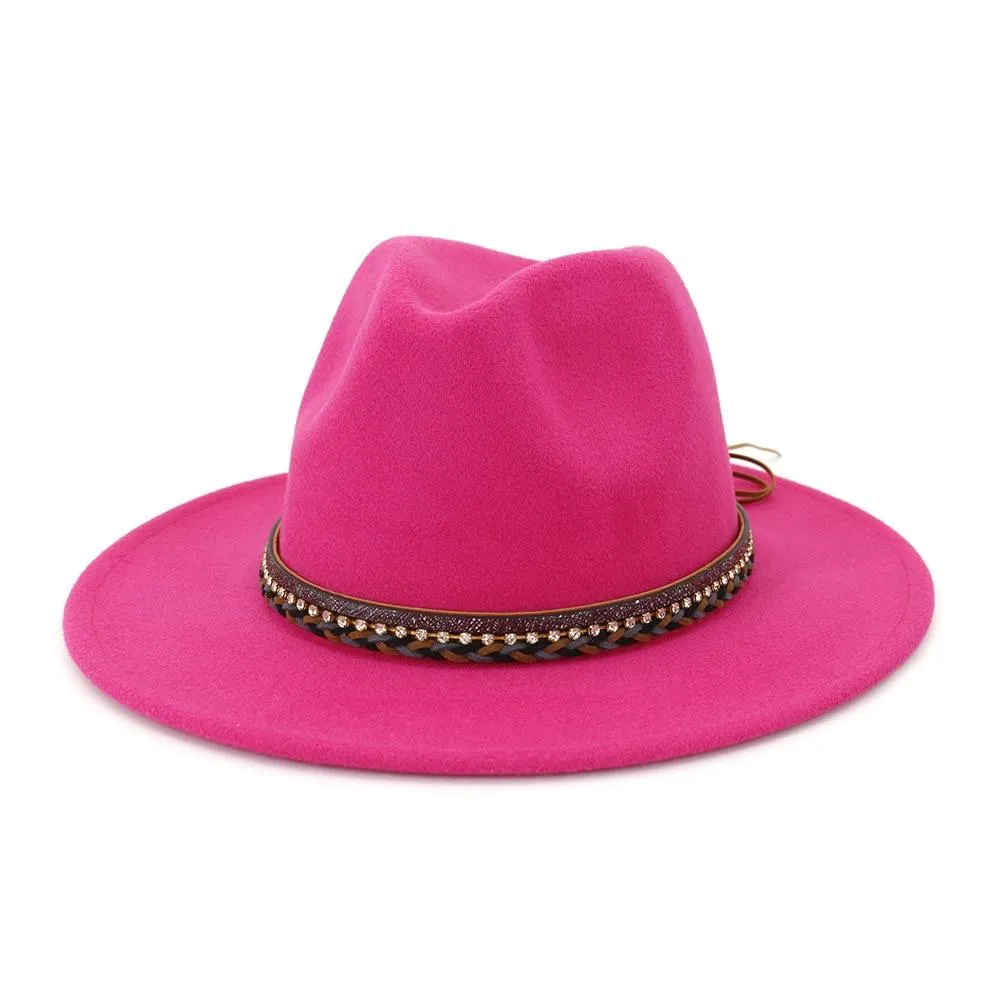 Crushable Wool Felt Panama Hat with Decorative Belt