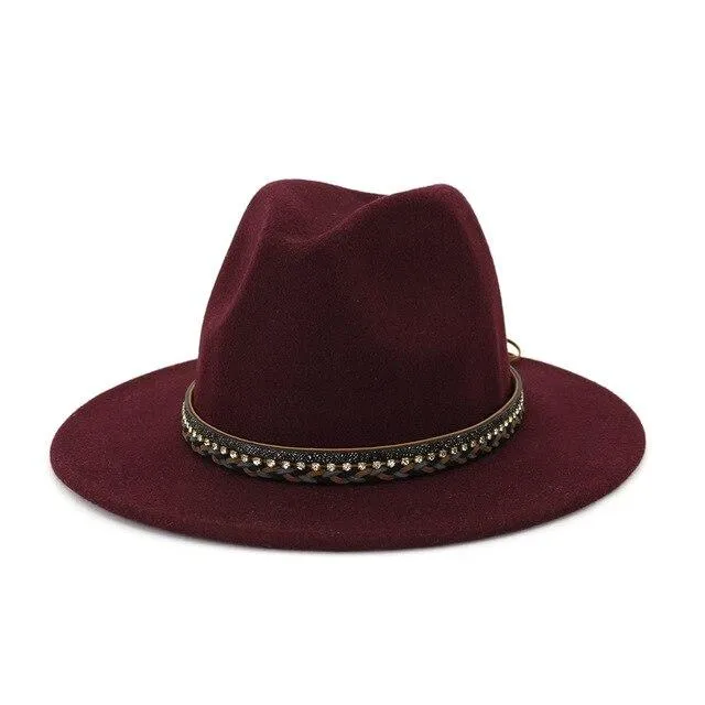 Crushable Wool Felt Panama Hat with Decorative Belt