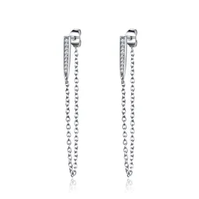 Cubic Zirconia 925 Sterling Silver Hanging Long Earrings