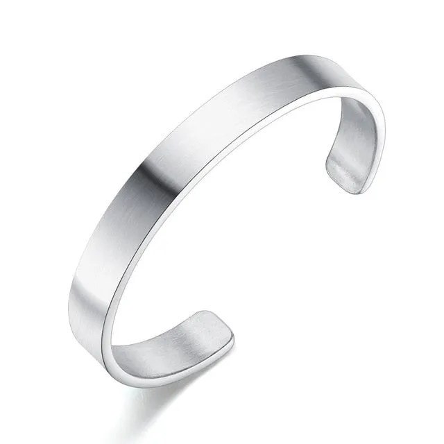 Custom Engrave Black or Silver Stainless Steel Fashion Bangle