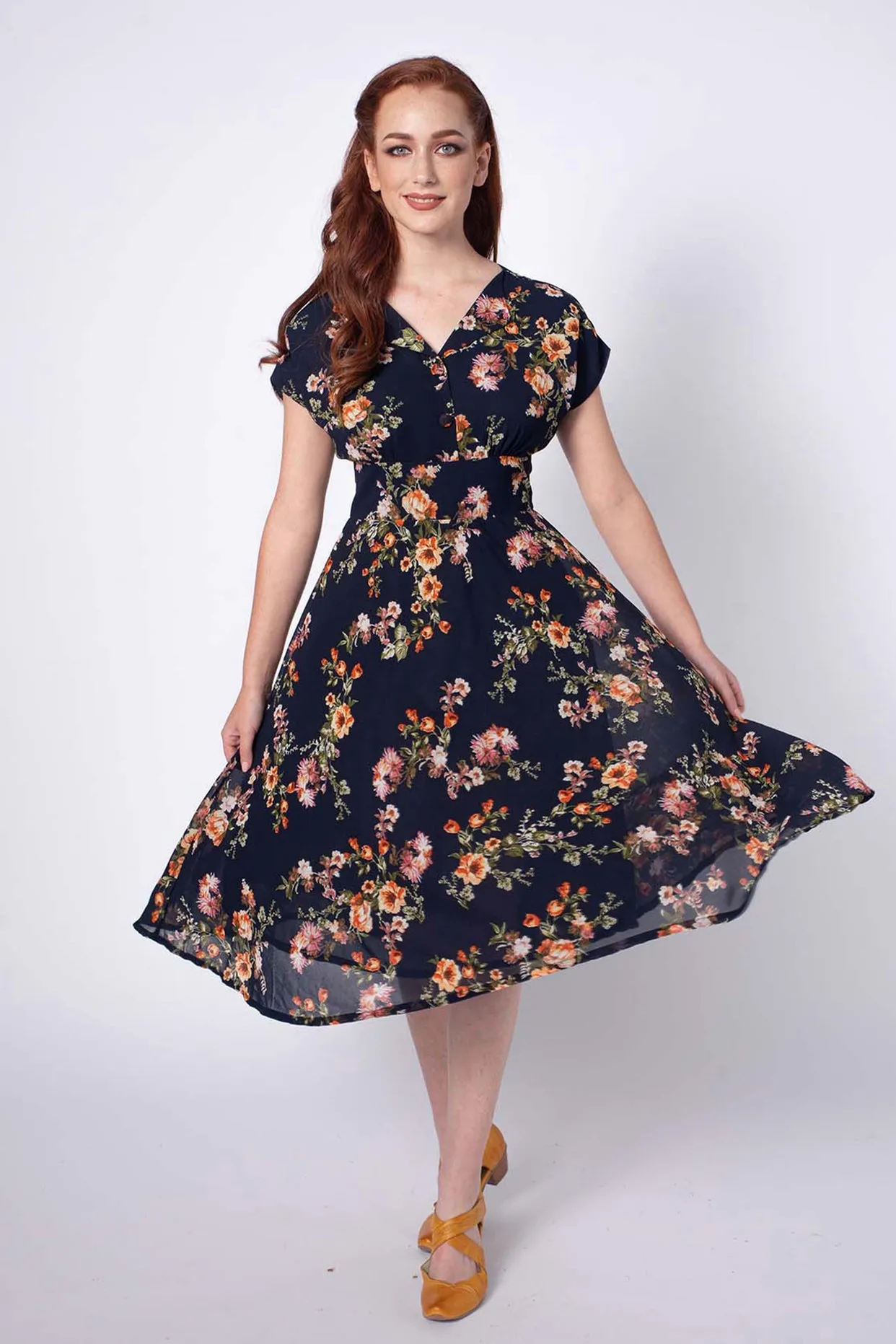 Dakota Navy / Orange Floral Dress