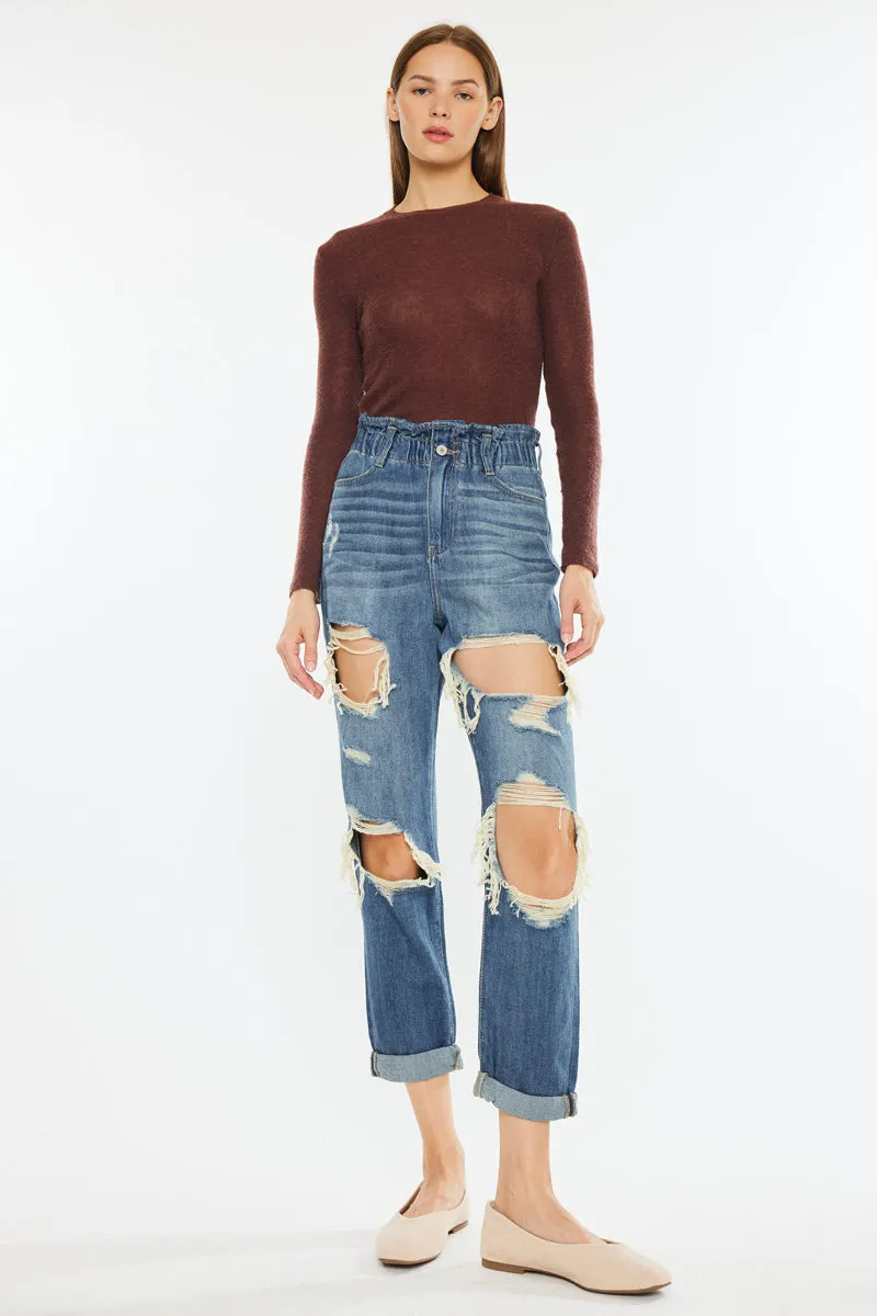 Darel Ultra High Rise Paperbag Mom Jeans