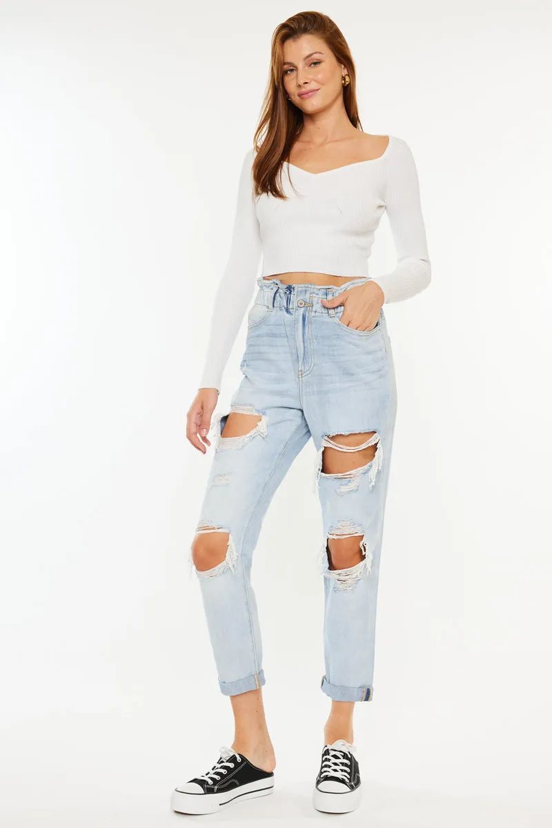 Darel Ultra High Rise Paperbag Mom Jeans