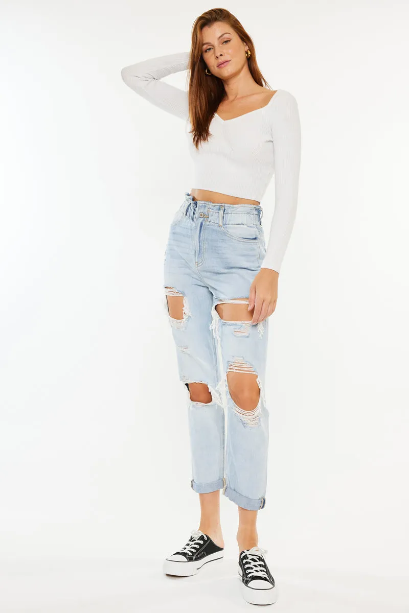 Darel Ultra High Rise Paperbag Mom Jeans