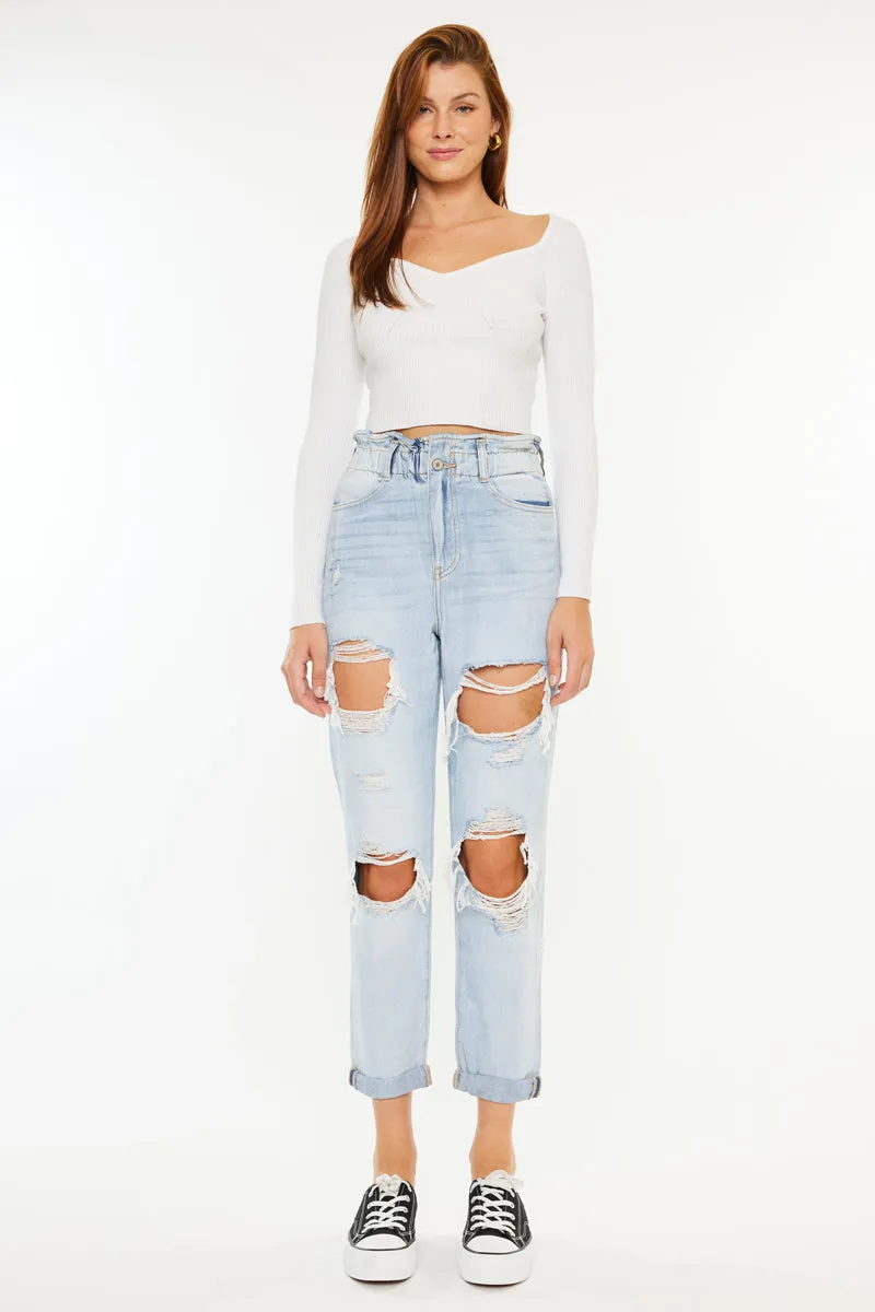 Darel Ultra High Rise Paperbag Mom Jeans