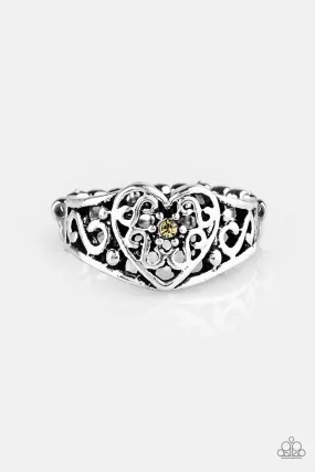 Dearly Beloved Silver and Yellow Heart Ring - Paparazzi Accessories