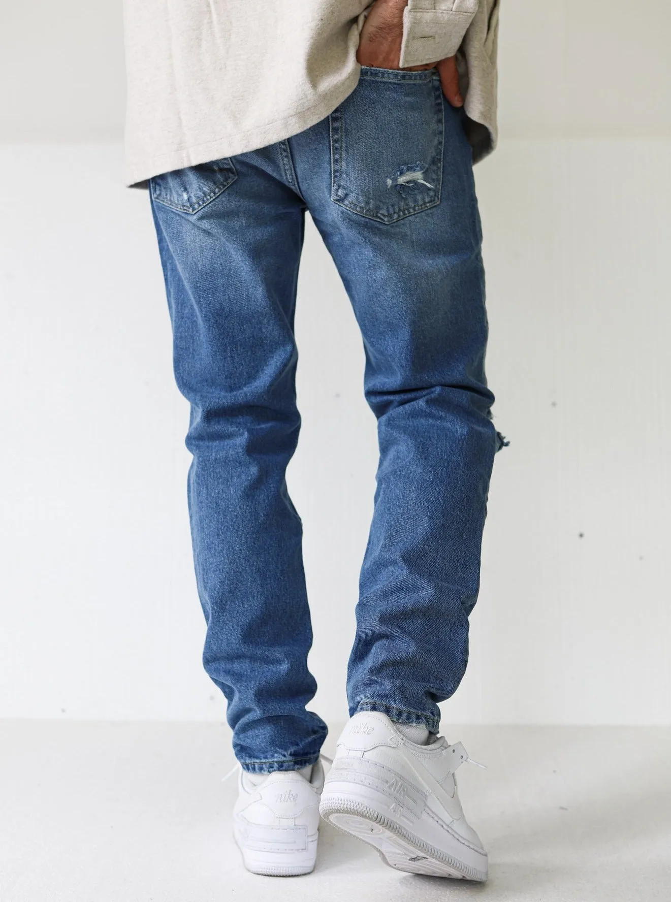 Destroyed Premium Spray On Blue Jeans