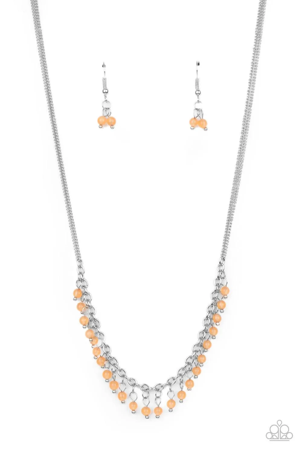 DEW A Double Take Orange Cat's Eye Stone Necklace - Paparazzi Accessories