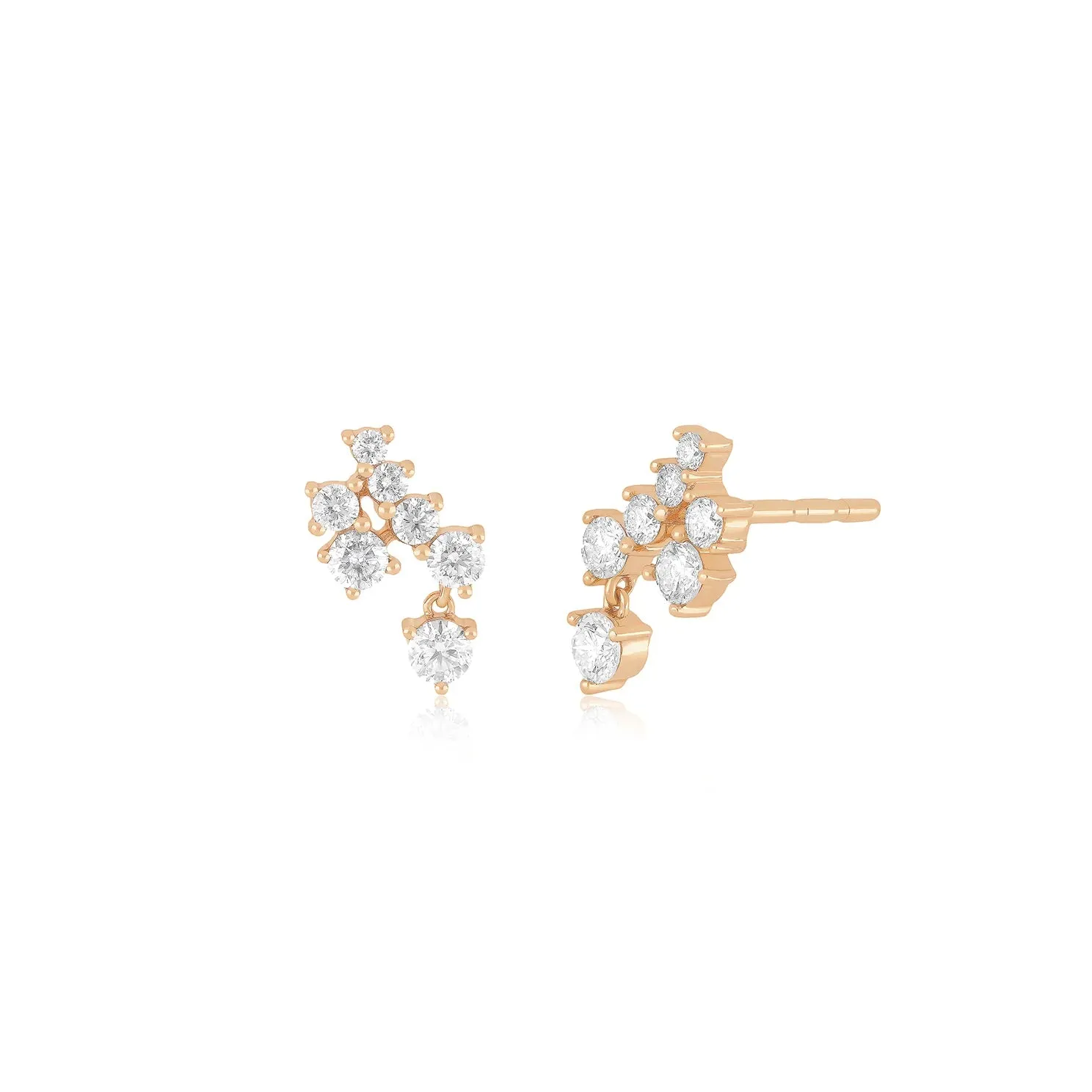 Diamond Cluster Dangle Stud Earring