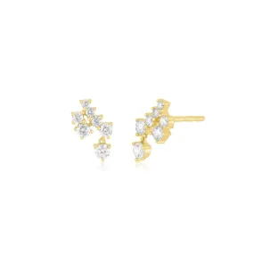 Diamond Cluster Dangle Stud Earring