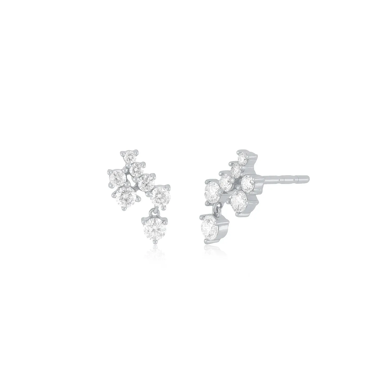 Diamond Cluster Dangle Stud Earring