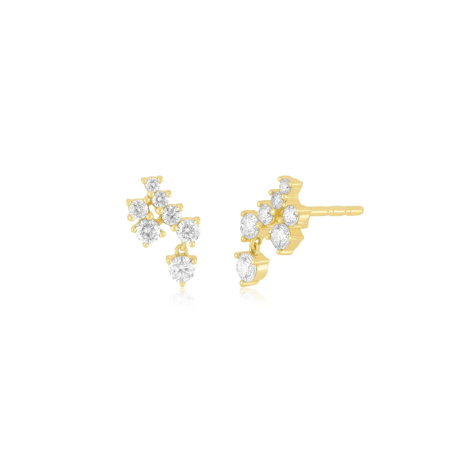 Diamond Cluster Dangle Stud Earring